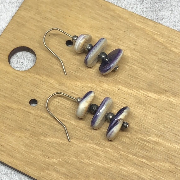 Vintage artisan sterling silver 925 shell earrings boho coastal beach dangle. - Picture 4 of 6